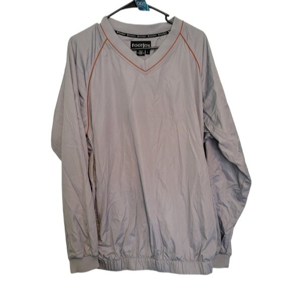 FootJoy Men's Gray & Orange V-Neck Windbreaker Jacket Size Large - Picture 1 of 8